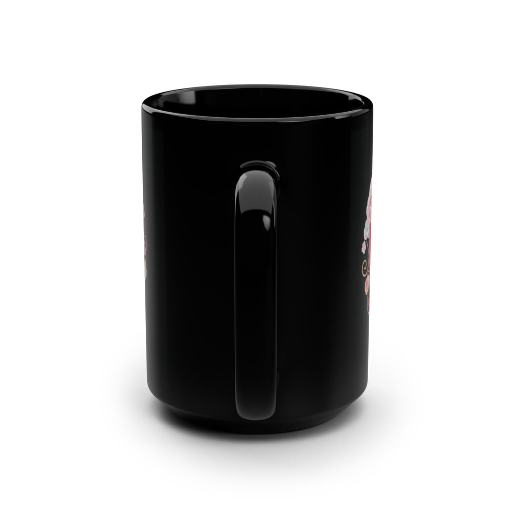 Best Mom Ever Mug | Black 15oz Ceramic, Floral Heart Design